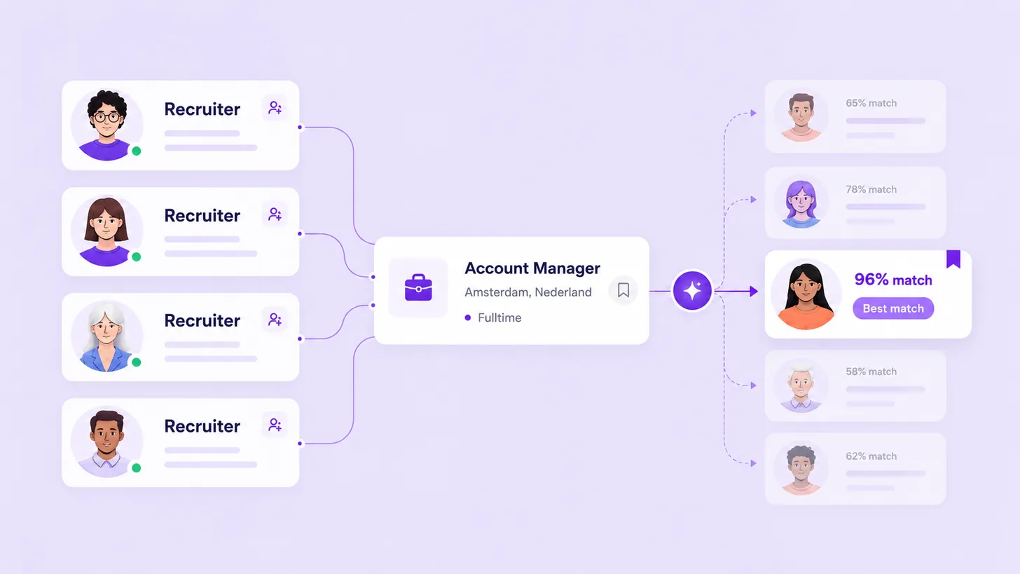 How BringOn works — recruiters refer candidates for a vacancy, AI matches the best fit